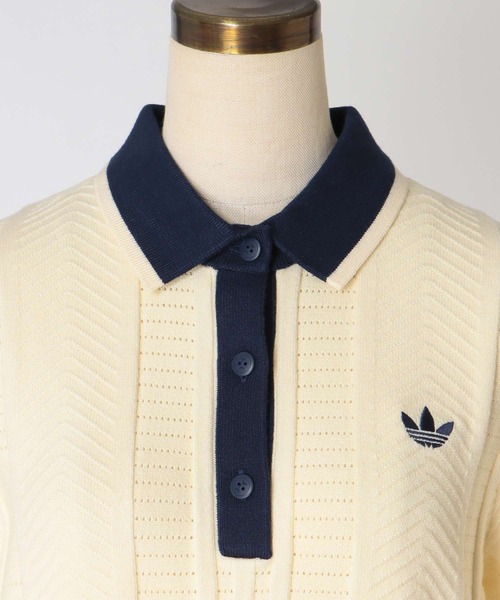 adidas Originals(アディダスオリジナルス)の「【adidas Originals/アディダスオリジナルス】CABLE CALI TEE POLO(ケーブル カリ Tシャツポロ KT1862 KR7059)(ニット/セーター・レディース・ネイビー/アイボリー・38)」の6枚目の写真