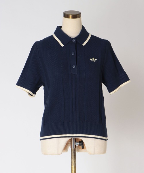 adidas Originals(アディダスオリジナルス)の「【adidas Originals/アディダスオリジナルス】CABLE CALI TEE POLO(ケーブル カリ Tシャツポロ KT1862 KR7059)(ニット/セーター・レディース・ネイビー/アイボリー・38)」の10枚目の写真
