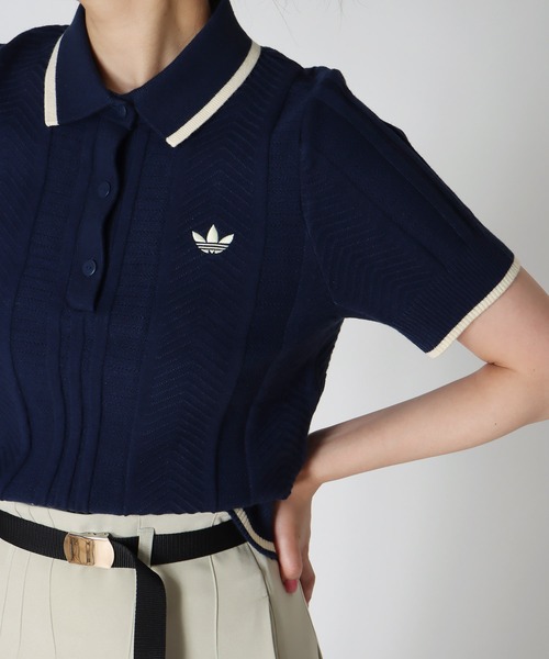 adidas Originals(アディダスオリジナルス)の「【adidas Originals/アディダスオリジナルス】CABLE CALI TEE POLO(ケーブル カリ Tシャツポロ KT1862 KR7059)(ニット/セーター・レディース・ネイビー/アイボリー・38)」の11枚目の写真