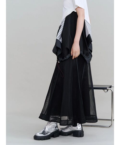UN3D.(アンスリード)の「MESH TRIANGLE FLARE SKIRT / メッシュトライアングルフレアスカート(スカート・レディース・ホワイト/ブラック・38/36)」の19枚目の写真