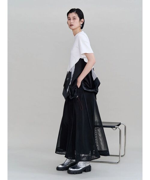 UN3D.(アンスリード)の「MESH TRIANGLE FLARE SKIRT / メッシュトライアングルフレアスカート(スカート・レディース・ホワイト/ブラック・38/36)」の22枚目の写真