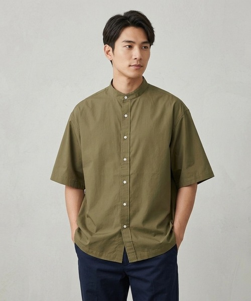 BACKYARD FAMILY(バックヤードファミリー)の「HOUSTON OX SS BAND COLLAR SHIRT(シャツ/ブラウス・メンズ・ネイビー/オリーブ/ホワイト/ブラック・17.5/15.5/18.5/16.5)」の3枚目の写真