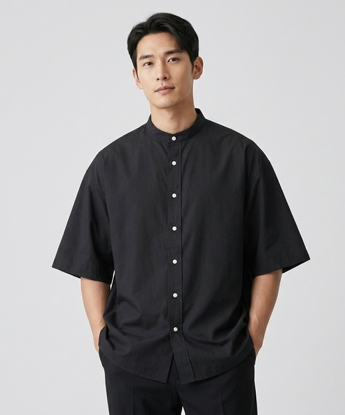 BACKYARD FAMILY(バックヤードファミリー)の「HOUSTON OX SS BAND COLLAR SHIRT(シャツ/ブラウス・メンズ・ネイビー/オリーブ/ホワイト/ブラック・17.5/15.5/18.5/16.5)」の7枚目の写真