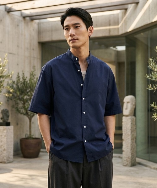 BACKYARD FAMILY(バックヤードファミリー)の「HOUSTON OX SS BAND COLLAR SHIRT(シャツ/ブラウス・メンズ・ネイビー/オリーブ/ホワイト/ブラック・17.5/15.5/18.5/16.5)」の10枚目の写真