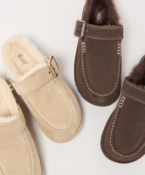 UGG(アグ)の「【国内EXCLUSIVE】<UGG>ゴールデンスター クロッグ サンダル スリッポン(モカシン/デッキシューズ・レディース・ダークブラウン/ナチュラル・5/6/7/8)」の7枚目の写真