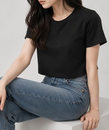 後ろリボン無地ミニTシャツ