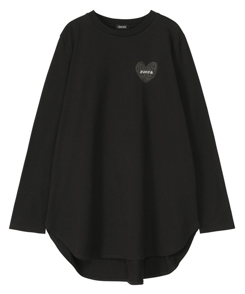 ZUCCa(ズッカ)の「HEART LOGO SHIRT TAIL T / カットソー(スウェット・レディース・カーキ/ホワイト/ブラック・M size)」の3枚目の写真