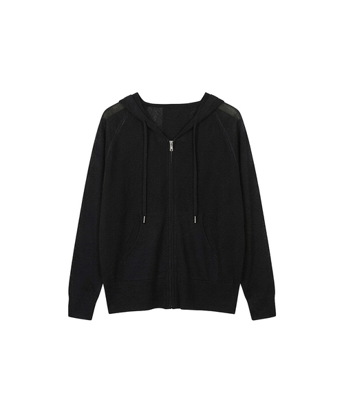 VASCARA(バスカラ)の「Waffle Knit Zip-Up Hoodie (3colors)(パーカー・レディース・ブラック/Beige/ホワイト・FREE)」の1枚目の写真