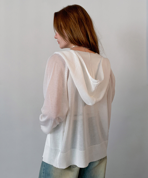 VASCARA(バスカラ)の「Waffle Knit Zip-Up Hoodie (3colors)(パーカー・レディース・ブラック/Beige/ホワイト・FREE)」の5枚目の写真