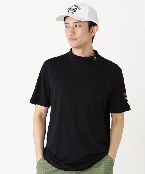 PEARLY GATES(パーリーゲイツ)の「【PEARLY GATES】Stone Cool2冷感ポリエチレンバーズアイ半袖ハイネックカットソー(Tシャツ/カットソー・メンズ・ホワイト/ピンク系その他3/ネイビー・MEDIUM/LARGE/SMALL/XX-LARGE/X-LARGE)」の2枚目の写真