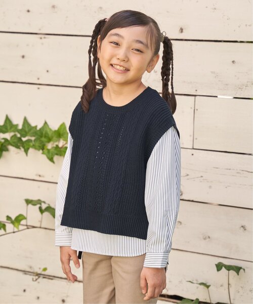 ikka（イッカ）の「【親子コーデ】ニットベストブラウスセット（120~160cm）（アンサンブル・キッズ・ネイビー/グレイッシュベージュ・130/140/150/120/160）」の20枚目の写真
