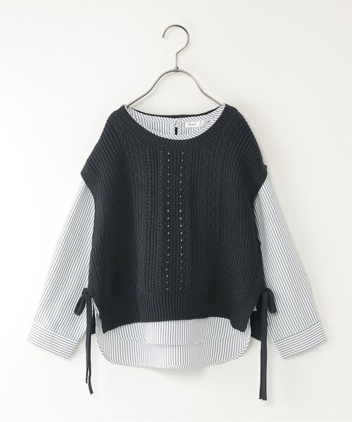 ikka（イッカ）の「【親子コーデ】ニットベストブラウスセット（120~160cm）（アンサンブル・キッズ・ネイビー/グレイッシュベージュ・130/140/150/120/160）」の4枚目の写真