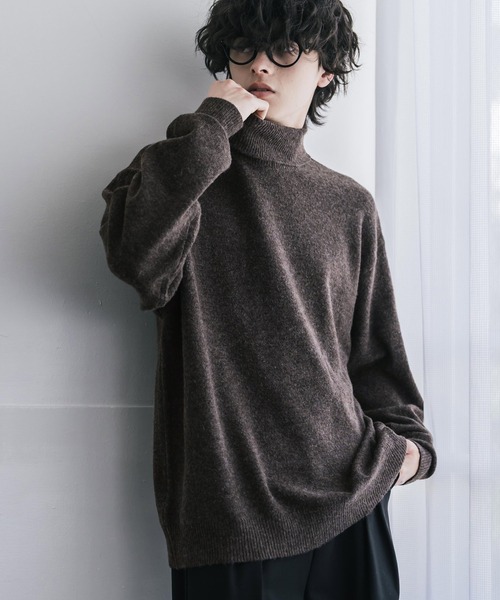 Rocky Monroe(ロッキーモンロー)の「新色追加 オーバーサイズウール混メランジタートルネックプルオーバーニットセーター(ニット/セーター・メンズ・マスタード/ワイン/オフホワイト/ブラック/チャコール/ブラウン/グレー・M/XL/L)」の21枚目の写真