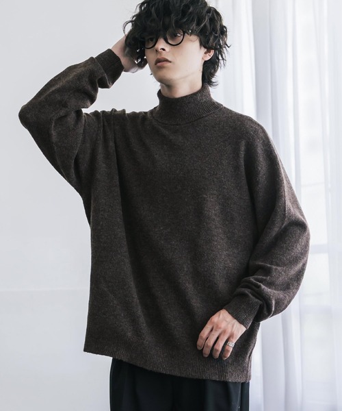 Rocky Monroe(ロッキーモンロー)の「新色追加 オーバーサイズウール混メランジタートルネックプルオーバーニットセーター(ニット/セーター・メンズ・マスタード/ワイン/オフホワイト/ブラック/チャコール/ブラウン/グレー・M/XL/L)」の20枚目の写真