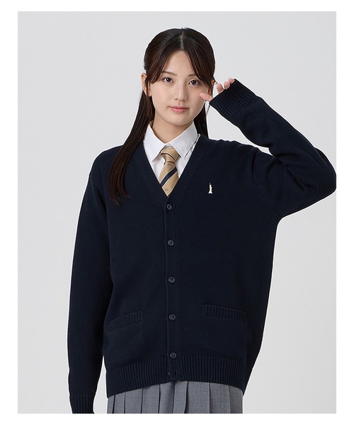 EASTBOY(イーストボーイ)の「カーディガン バニラ女神 綿×裏暖プレーティング 7G 女子 制服 学生服 中学 高校 スクール(カーディガン/ボレロ・キッズ・オフホワイト/ネイビー/ライトグレー・9号/11号/13号)」の1枚目の写真