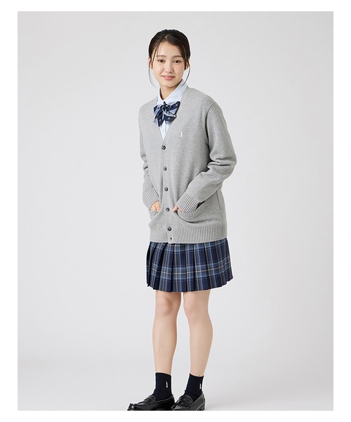 EASTBOY(イーストボーイ)の「カーディガン バニラ女神 綿×裏暖プレーティング 7G 女子 制服 学生服 中学 高校 スクール(カーディガン/ボレロ・キッズ・オフホワイト/ネイビー/ライトグレー・9号/11号/13号)」の16枚目の写真