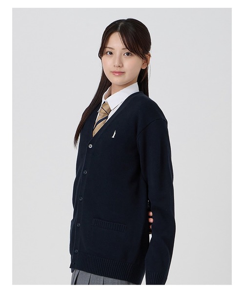 EASTBOY(イーストボーイ)の「カーディガン バニラ女神 綿×裏暖プレーティング 7G 女子 制服 学生服 中学 高校 スクール(カーディガン/ボレロ・キッズ・オフホワイト/ネイビー/ライトグレー・9号/11号/13号)」の4枚目の写真