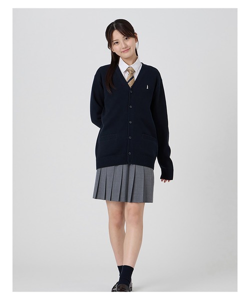 EASTBOY(イーストボーイ)の「カーディガン バニラ女神 綿×裏暖プレーティング 7G 女子 制服 学生服 中学 高校 スクール(カーディガン/ボレロ・キッズ・オフホワイト/ネイビー/ライトグレー・9号/11号/13号)」の8枚目の写真