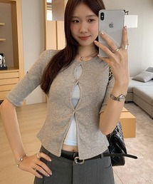 レイヤード風クルーネック半袖カットソー