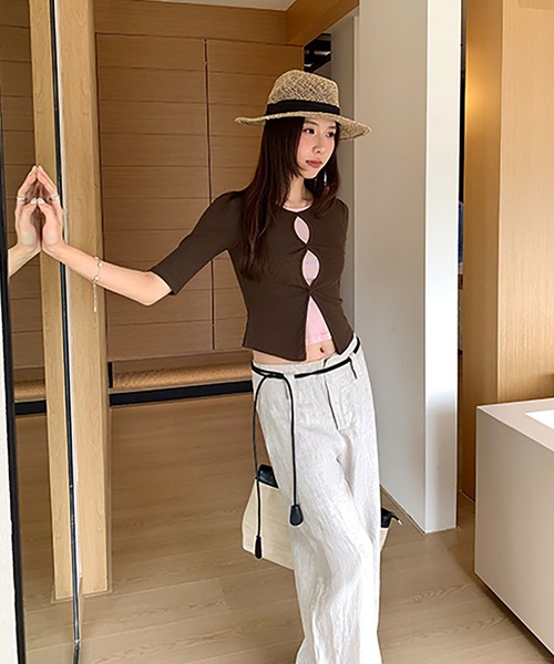 Girly Doll(ガーリードール)の「レイヤード風クルーネック半袖カットソー(Tシャツ/カットソー・レディース・グレー/ブラック/ブラウン・FREE)」の7枚目の写真