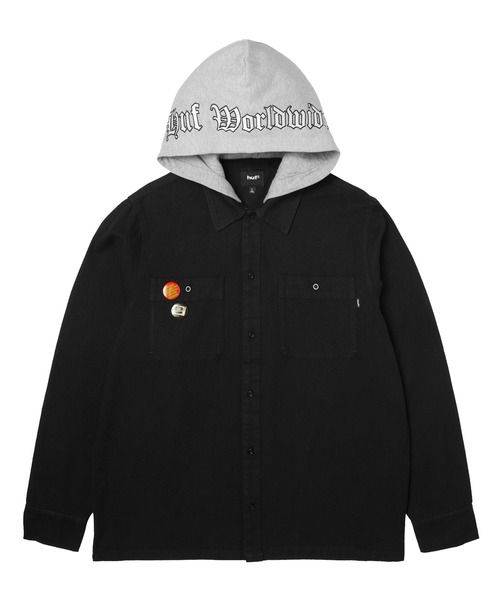 HUF(ハフ)の「OLYMPIA HOODED OVERSHIRT(シャツ/ブラウス・メンズ・ブラック・XL/L/M/S)」の1枚目の写真