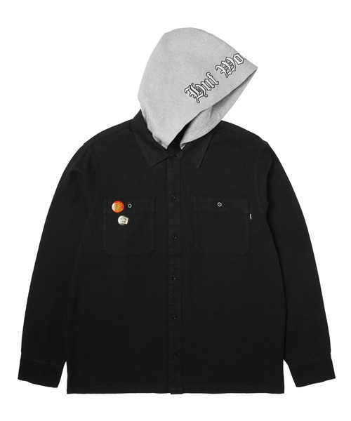 HUF(ハフ)の「OLYMPIA HOODED OVERSHIRT(シャツ/ブラウス・メンズ・ブラック・XL/L/M/S)」の2枚目の写真