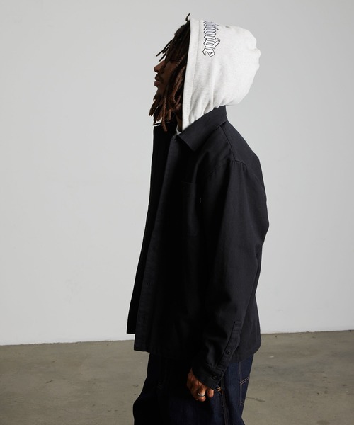 HUF(ハフ)の「OLYMPIA HOODED OVERSHIRT(シャツ/ブラウス・メンズ・ブラック・XL/L/M/S)」の5枚目の写真