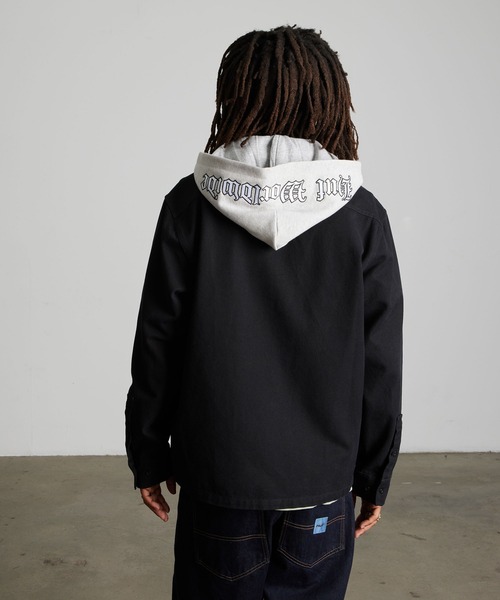 HUF(ハフ)の「OLYMPIA HOODED OVERSHIRT(シャツ/ブラウス・メンズ・ブラック・XL/L/M/S)」の6枚目の写真
