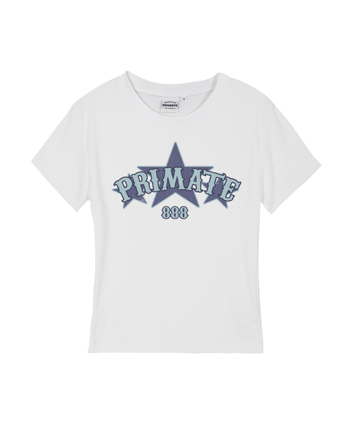 PRIMATE(プライメイト)の「PRIMODIUM レディース スリムフィット 半袖Tシャツ 4 COLORS(Tシャツ/カットソー・レディース・ホワイト/ブラック/クリーム/チャコール・SMALL/MEDIUM/LARGE)」の1枚目の写真