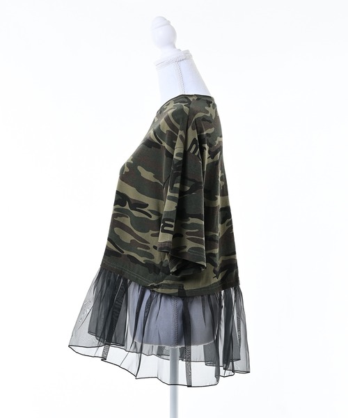 Narcissus(ナルシス)の「【Narcissus】カモフラペプラムTシャツ / 半袖 シアー 迷彩 フリル(Tシャツ/カットソー・レディース・カーキ・FREE)」の5枚目の写真