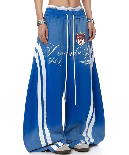 mushwear(マッシュウェア)の「エンブレムラインスウェットパンツ(スウェットパンツ・メンズ・ブラック/ブルー・X-LARGE/LARGE/MEDIUM/SMALL)」の1枚目の写真
