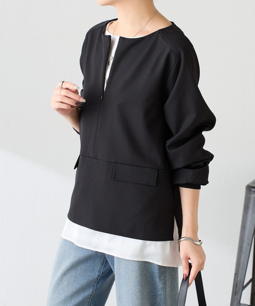 COLLAGE GALLARDAGALANTE(コラージュガリャルダガランテ)の「オフィスカジュアル/通勤服/袖リブジップブラウス(シャツ/ブラウス・レディース・オフホワイト/ベージュ/ブラック/チャコールグレー・FREE)」の19枚目の写真