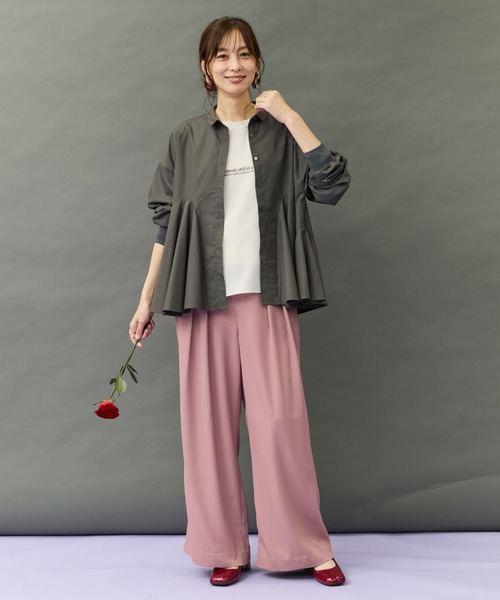 JETSET SOLO PLUS (ジェットセットソロプラス)の「【JETSET SOLO PLUS】ソフトドレープツイルフレアワイドパンツ(その他パンツ・レディース・ブラック/ダークカーキ/スモークピンク・FREE)」の7枚目の写真