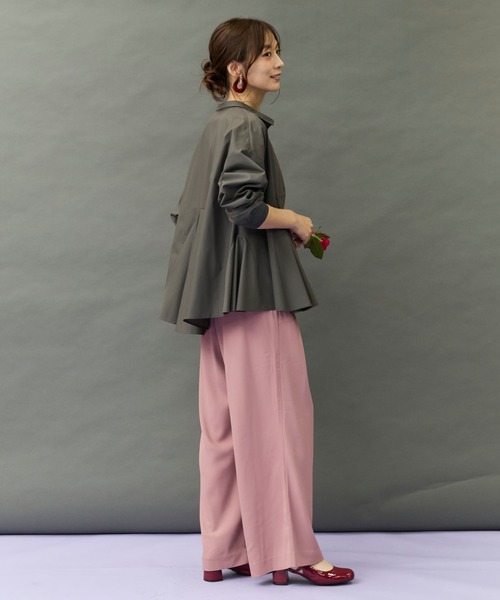 JETSET SOLO PLUS (ジェットセットソロプラス)の「【JETSET SOLO PLUS】ソフトドレープツイルフレアワイドパンツ(その他パンツ・レディース・ブラック/ダークカーキ/スモークピンク・FREE)」の8枚目の写真