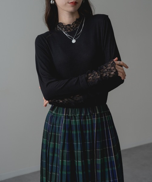 ANNA LUNA(アンナルナ)の「【ANNA LUNA】重ねる だけで今っぽい! レース タートル プルオーバー(Tシャツ/カットソー・レディース・ブラウン/ブラック/ホワイト/ライトグレー・MEDIUM)」の5枚目の写真