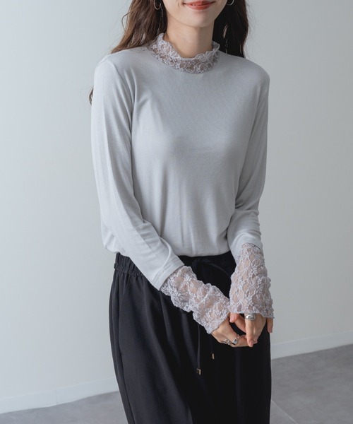ANNA LUNA(アンナルナ)の「【ANNA LUNA】重ねる だけで今っぽい! レース タートル プルオーバー(Tシャツ/カットソー・レディース・ブラウン/ブラック/ホワイト/ライトグレー・MEDIUM)」の13枚目の写真