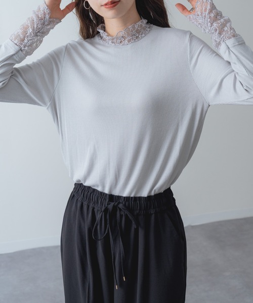 ANNA LUNA(アンナルナ)の「【ANNA LUNA】重ねる だけで今っぽい! レース タートル プルオーバー(Tシャツ/カットソー・レディース・ブラウン/ブラック/ホワイト/ライトグレー・MEDIUM)」の15枚目の写真