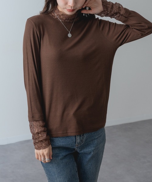ANNA LUNA(アンナルナ)の「【ANNA LUNA】重ねる だけで今っぽい! レース タートル プルオーバー(Tシャツ/カットソー・レディース・ブラウン/ブラック/ホワイト/ライトグレー・MEDIUM)」の18枚目の写真