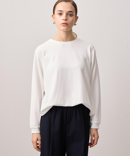 LE SOUK HOLIDAY(ルスークホリデー)の「ジョーゼットカットソーTブラウス(Tシャツ/カットソー・レディース・ブラック/オフホワイト・M/L)」の2枚目の写真