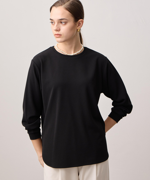 LE SOUK HOLIDAY(ルスークホリデー)の「ジョーゼットカットソーTブラウス(Tシャツ/カットソー・レディース・ブラック/オフホワイト・M/L)」の4枚目の写真