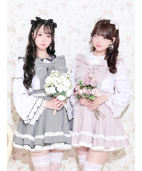 NOEMIE(ノエミー)の「エプロンライクビッグリボンジャンスカ(ジャンパースカート・レディース・ブラック/A/サックスブルー/ピンク・M)」の5枚目の写真