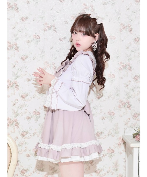 NOEMIE(ノエミー)の「エプロンライクビッグリボンジャンスカ(ジャンパースカート・レディース・ブラック/A/サックスブルー/ピンク・M)」の6枚目の写真