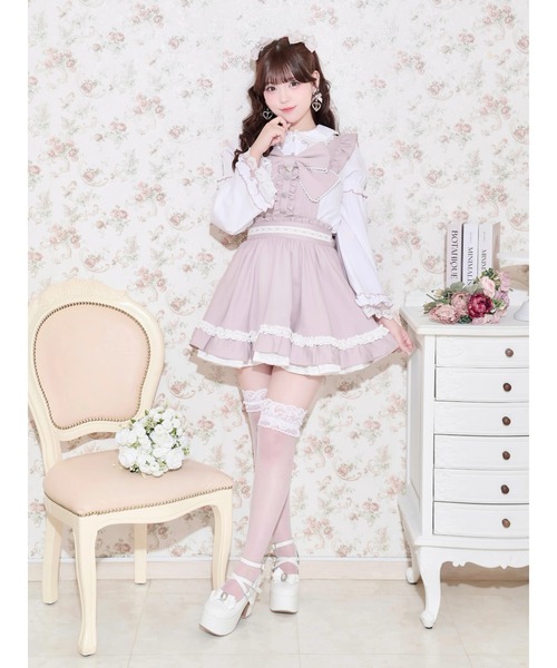 NOEMIE(ノエミー)の「エプロンライクビッグリボンジャンスカ(ジャンパースカート・レディース・ブラック/A/サックスブルー/ピンク・M)」の8枚目の写真