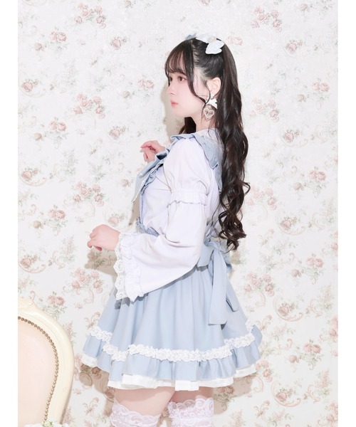NOEMIE(ノエミー)の「エプロンライクビッグリボンジャンスカ(ジャンパースカート・レディース・ブラック/A/サックスブルー/ピンク・M)」の9枚目の写真