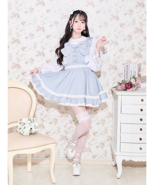 NOEMIE(ノエミー)の「エプロンライクビッグリボンジャンスカ(ジャンパースカート・レディース・ブラック/A/サックスブルー/ピンク・M)」の11枚目の写真