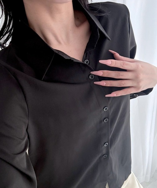 merrylatte（メリーラテ）の「シフォンベーシックシャツ 長袖ブラウス【SS】（シャツ/ブラウス・レディース・ホワイト/ブラック/ライトブルー・S/L/M）」の8枚目の写真