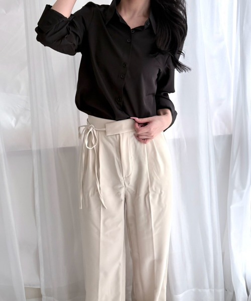 merrylatte（メリーラテ）の「シフォンベーシックシャツ 長袖ブラウス【SS】（シャツ/ブラウス・レディース・ホワイト/ブラック/ライトブルー・S/L/M）」の12枚目の写真
