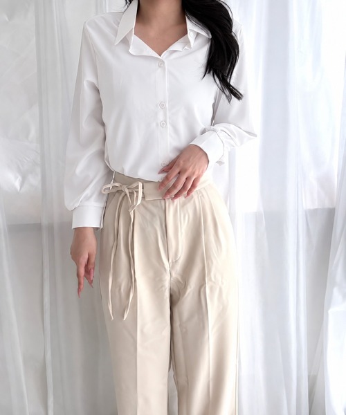 merrylatte（メリーラテ）の「シフォンベーシックシャツ 長袖ブラウス【SS】（シャツ/ブラウス・レディース・ホワイト/ブラック/ライトブルー・S/L/M）」の14枚目の写真