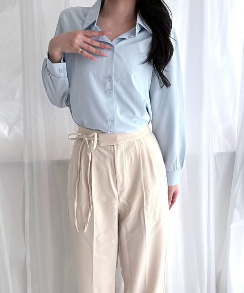 merrylatte（メリーラテ）の「シフォンベーシックシャツ 長袖ブラウス【SS】（シャツ/ブラウス・レディース・ホワイト/ブラック/ライトブルー・S/L/M）」の15枚目の写真