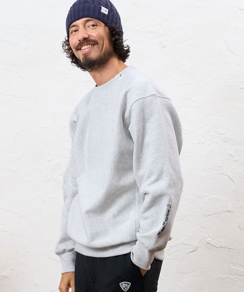 No Rain No Rainbow(ノーレインノーレインボー)の「msw1944- 12oz brushed lining trainer (musical note print ) クルーネックススウェット(NR26W-12)(スウェット・メンズ・アッシュ/ブラック×ピンク/ブラック×ホワイト・M/S/L/XL)」の12枚目の写真